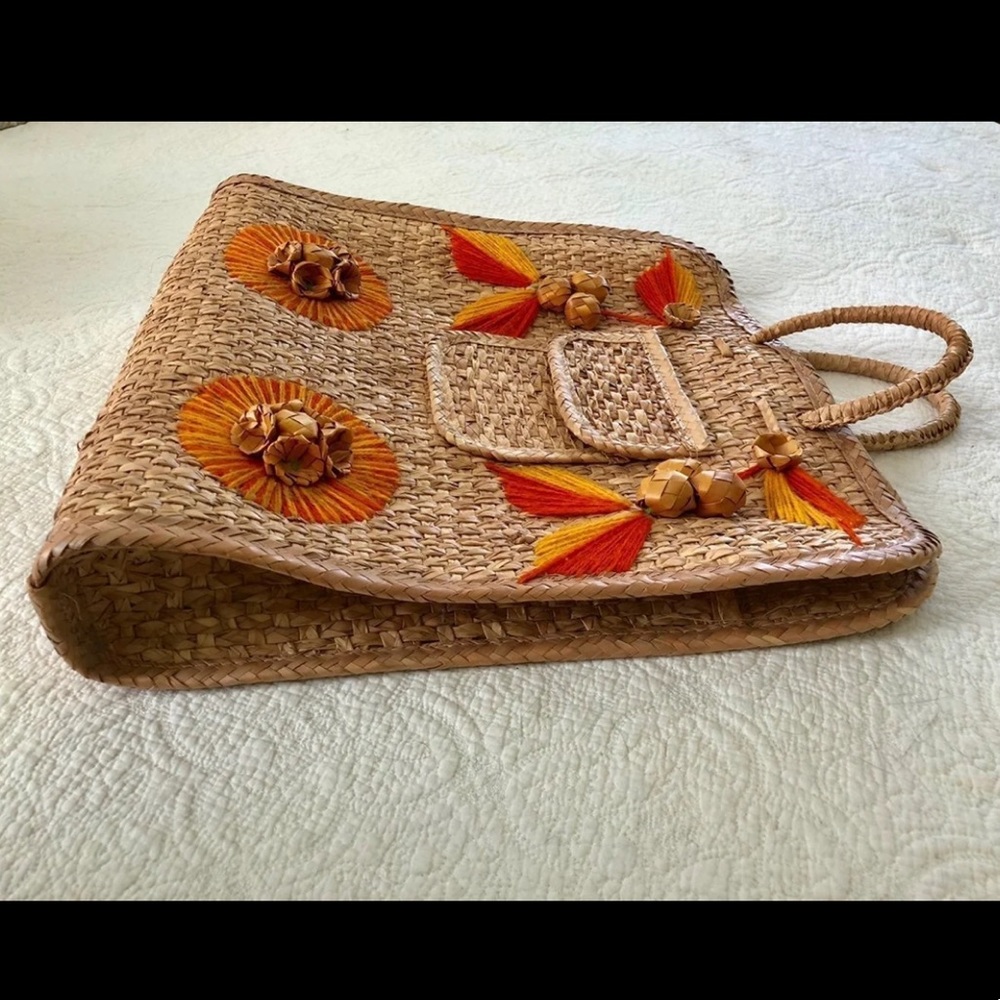 Large Rattan Straw Tote Bag - Picture 4 of 5